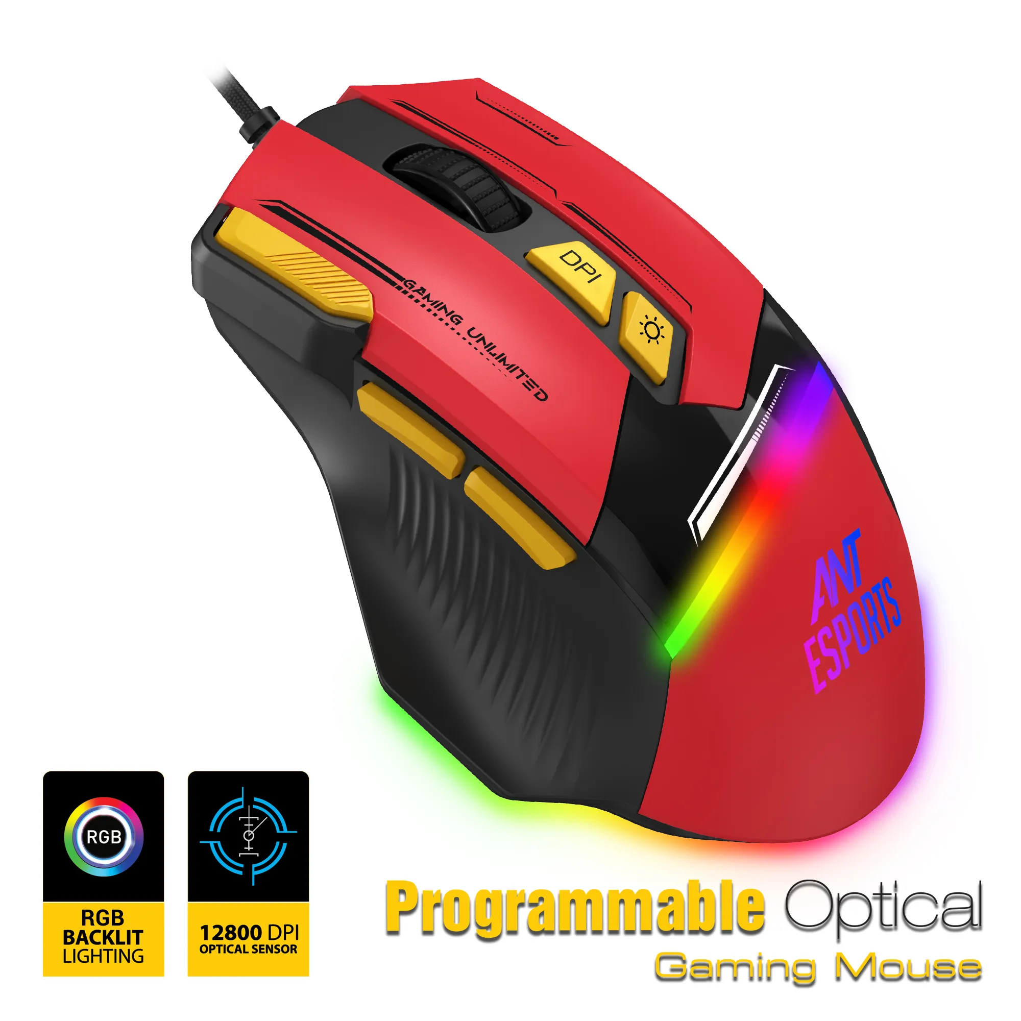 Ant Esports Wired Gaming Mouse RGB GM333 Red view 2
